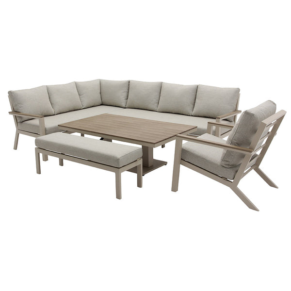 Bramblecrest Zurich L-Shape Sofa Set in Mocha with Rectangular Adjustable Table (Long Right) image 7