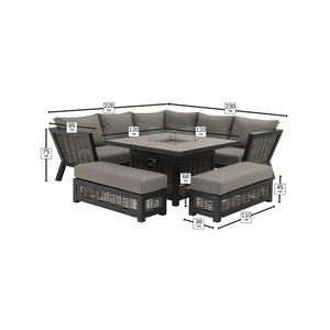 Bramblecrest Tuscan Corner Sofa Set with Square Firepit Table &amp; 2 Benches image 7