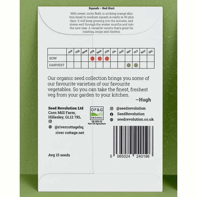 River Cottage Organic Seeds – Squash ‘Red Kuri’ (1 Packet) image 0