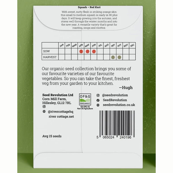 River Cottage Organic Seeds – Squash ‘Red Kuri’ (1 Packet) image 1