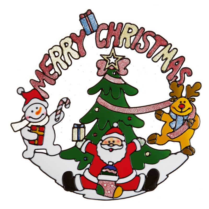 Premier Merry Christmas Wreath Window Sticker (Assorted Designs) image 0