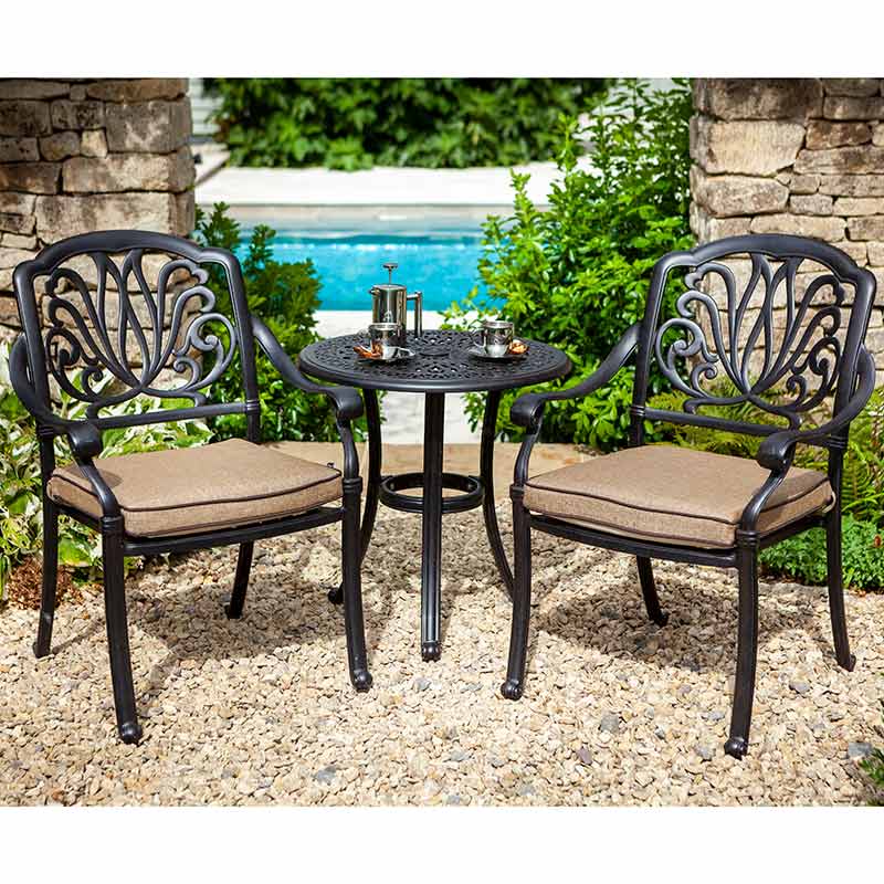 Hartman Amalfi Garden Bistro Set in Bronze with Amber Cushions image 0