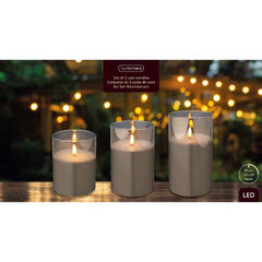Lumineo Grey LED Wax Candles (Set of 3) - 10cm image