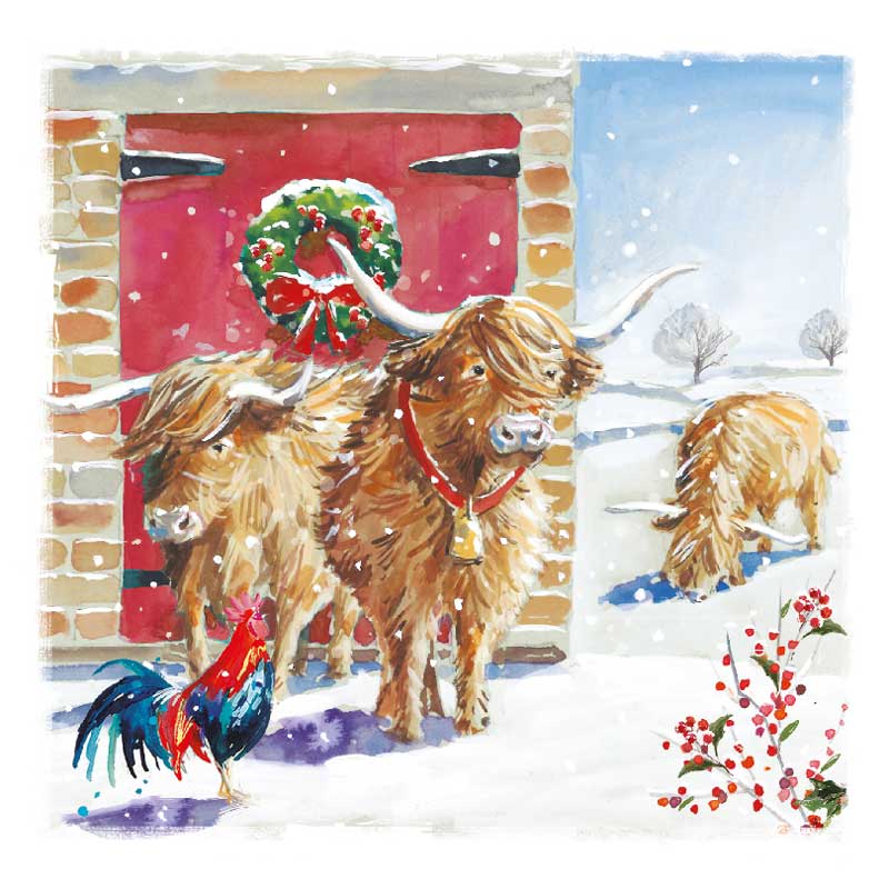 Ling Design Charity Christmas Cards - Highland Cattle In The Snow (Pack of 6) image 0