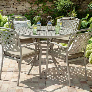 Hartman Berkeley 4 Seat Round Garden Dining Set in Maize with Parasol & Base image 2