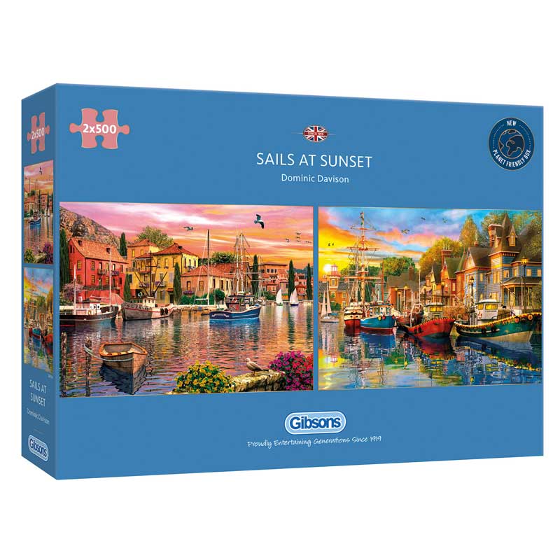 Gibsons Sails At Sunset 2 x 500 Piece Jigsaw Puzzles image 0