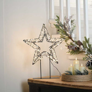 Festive Lit Black Shimmer Star on Base image 0