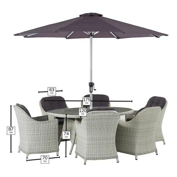 Bramblecrest Monterey 6 Seat Garden Dining Set in Dove Grey with Elliptical Table, Parasol & Base image 11