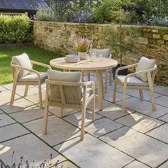 Kettler Cora 4 Seat Round Wooden Dining Set with 2.5m Parasol & 15kg Base image 0