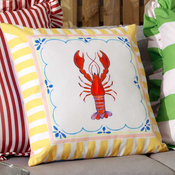 Furn Lobster Brunch Stripes Outdoor Cushion, 45 x 45cm image 0