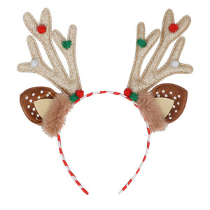 Gisela Graham Gold Reindeer Antlers with Candy Stripe Headband image 0