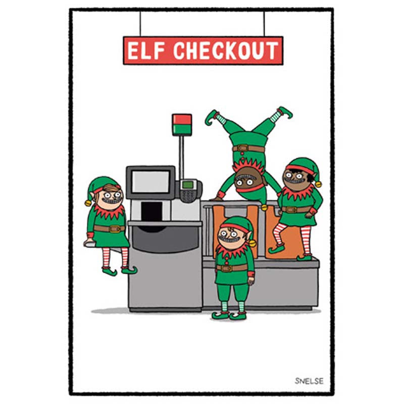 Woodmansterne Elf Checkout Christmas Card image 0