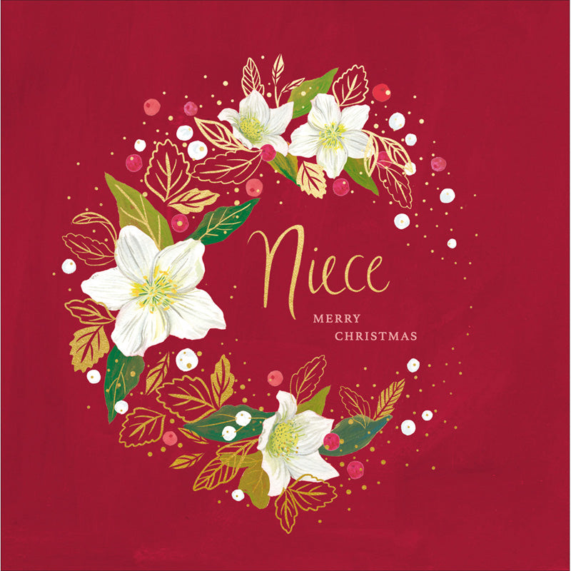 Woodmansterne Rabbit & Foliage Niece Christmas Card image 0