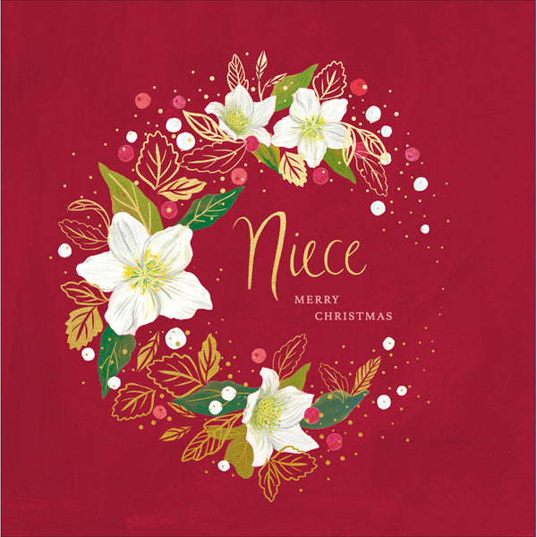 Woodmansterne Rabbit & Foliage Niece Christmas Card image 0