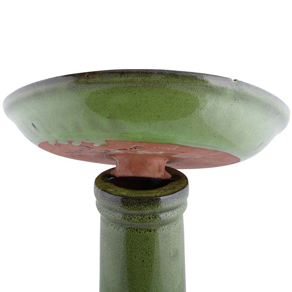 Fallen Fruits Ceramic Bird Bath on Pedestal Green image 1