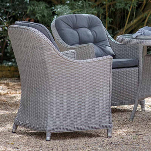 Bramblecrest Wentworth 4 Seat Garden Dining Set in Pewter Rattan with Round Table, 2.5m Crank Parasol & 15kg Base image 3