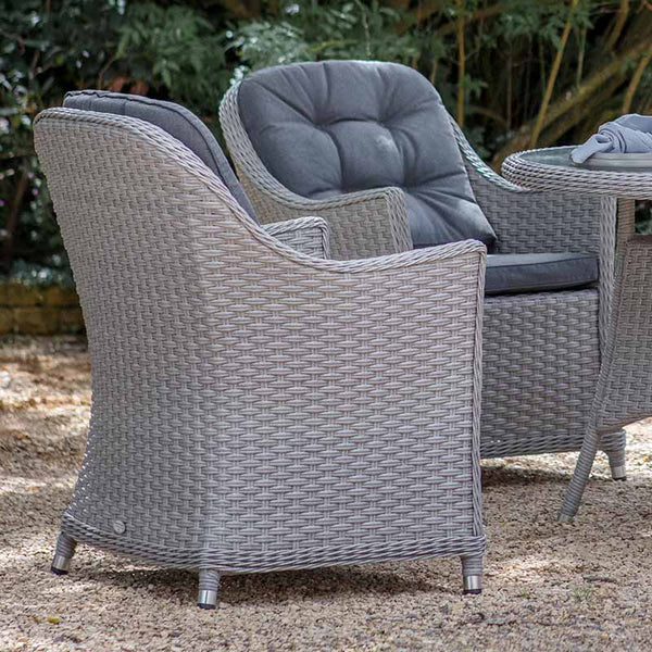 Bramblecrest Wentworth 4 Seat Garden Dining Set in Pewter Rattan with Round Table, 2.5m Crank Parasol & 15kg Base image 3
