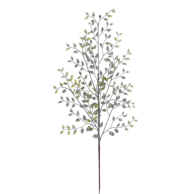 Festive Green Frosted Holly Spray (72cm) image 0