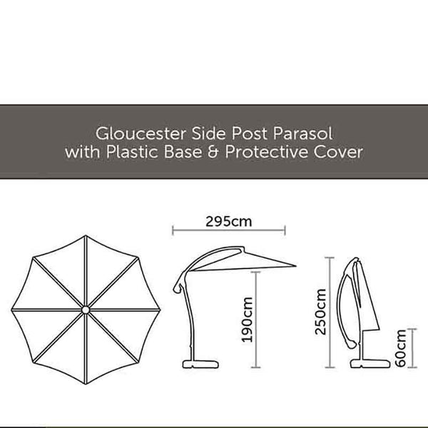 Bramblecrest Gloucester 3m Round Cantilever Parasol in Sand with Base &amp; Cover image 6