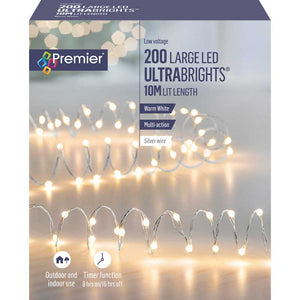 Premier 200 Multi-Action Large LED ULTRABRIGHTS with Timer - Warm White image 1