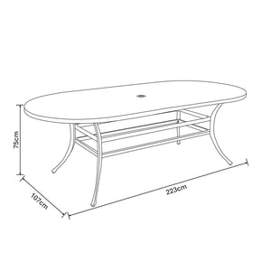 Hartman Berkeley 6 Seat Oval Outdoor Dining Set in Maize with Parasol & Base image 13