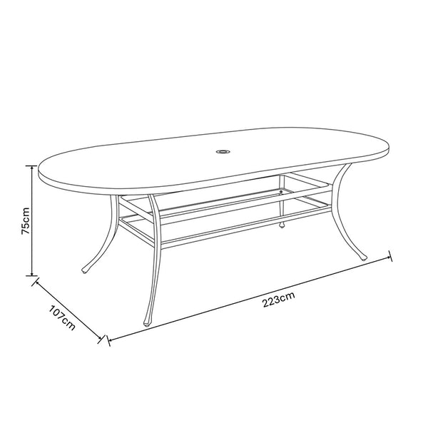 Hartman Berkeley 6 Seat Oval Outdoor Dining Set in Maize with Parasol & Base image 13