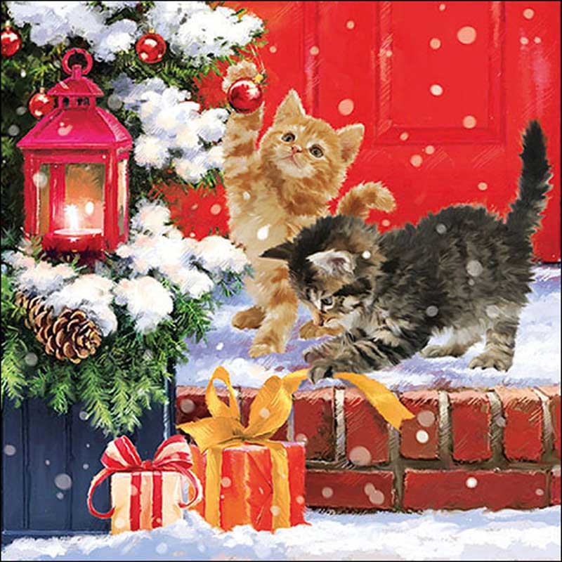 Ambiente Paper Napkins - Kittens On Doorstop (Pack of 20) image 0