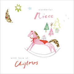Woodmansterne Rocking Horse Niece Christmas Card image 0
