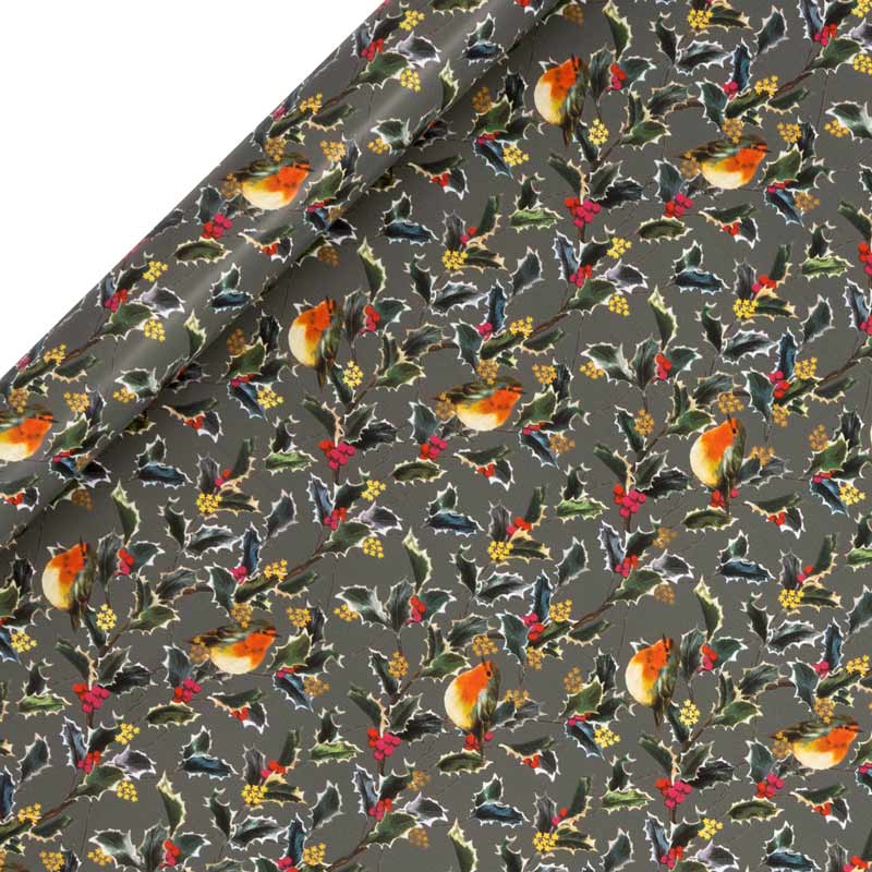 Glick Grey Holly Harmony Gift Wrap (4m) image 0