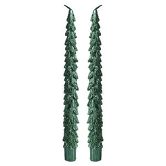 Decoris Green Tree Dinner Candles (Pack of 2) image 0