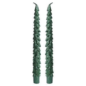 Decoris Green Tree Dinner Candles (Pack of 2) image 0