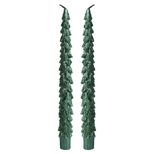 Decoris Green Tree Dinner Candles (Pack of 2) image 0