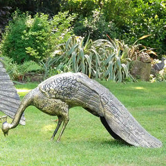 Home & Garden UK Head Down Peacock Garden Statue image 0