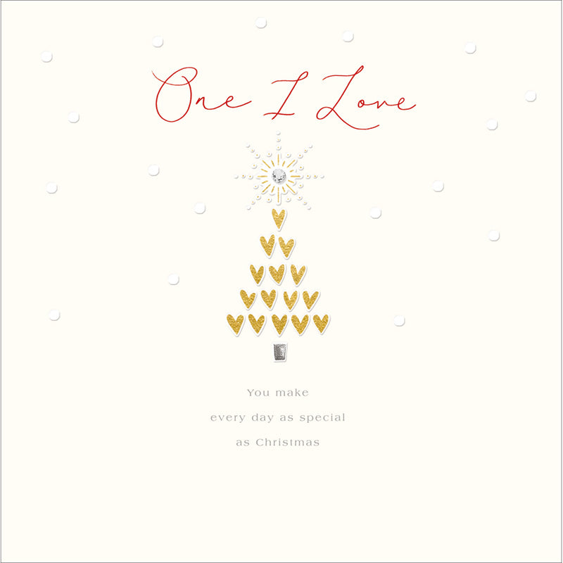 Woodmansterne Tree Of Hearts One I Love Christmas Card image 0