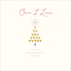 Woodmansterne Tree Of Hearts One I Love Christmas Card image 0