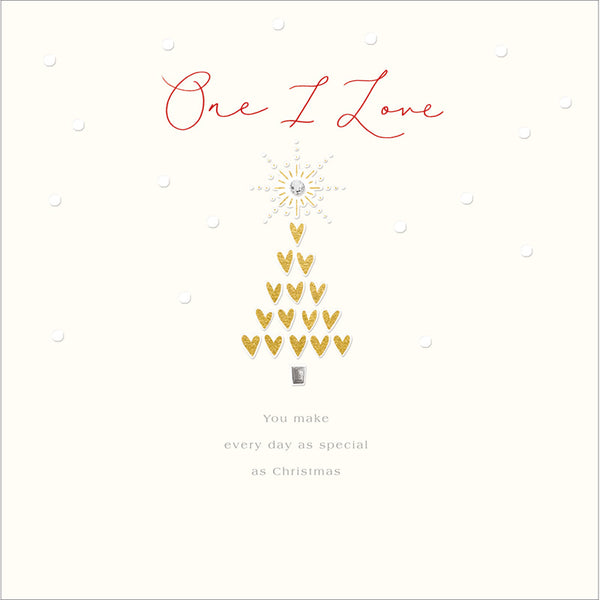 Woodmansterne Tree Of Hearts One I Love Christmas Card image 0