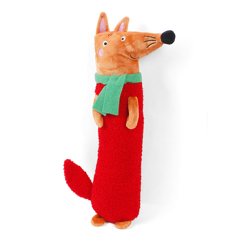 Zoon Red Fox Sausage Squeaker Dog Toy image 0