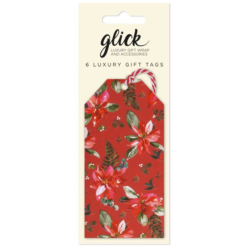 Glick Red Poinsettia Gift Tags (Pack of 6) image 0