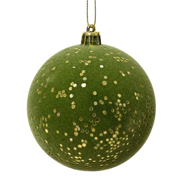 Decoris Shatterproof Flocked Bauble in Pine Green image 0