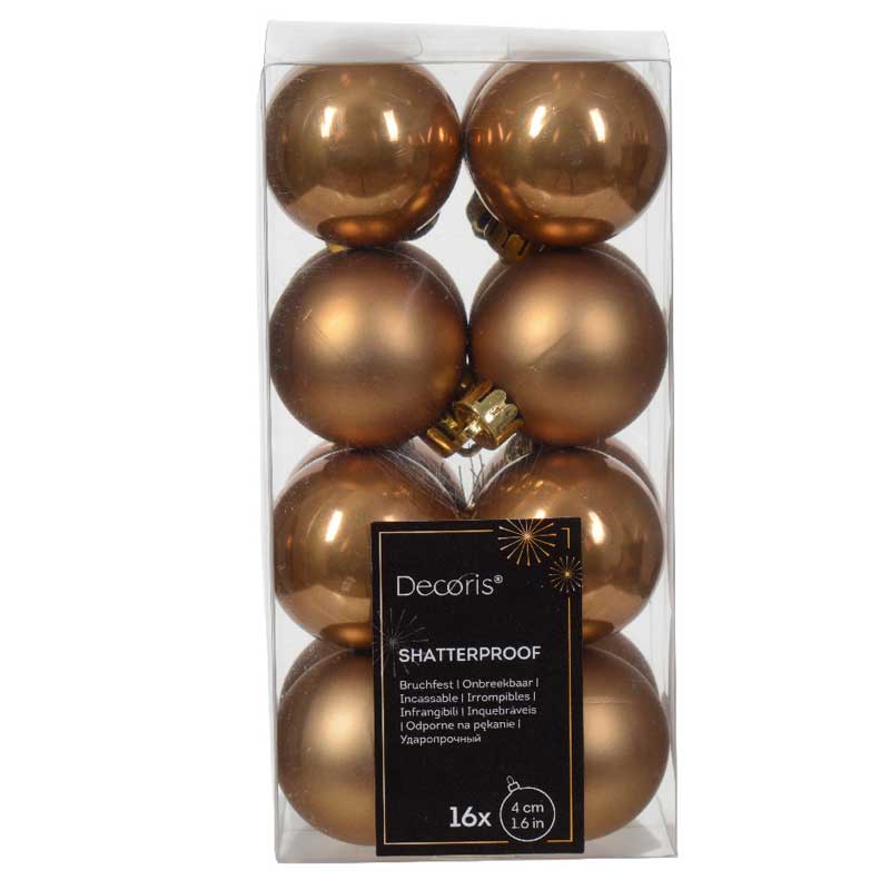 Decoris Shatterproof Baubles in Ginger Brown (Pack of 16) image 0