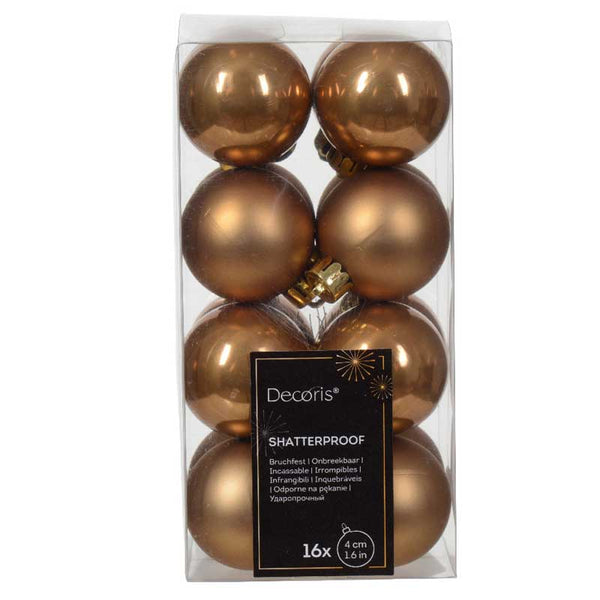 Decoris Shatterproof Baubles in Ginger Brown (Pack of 16) image 0