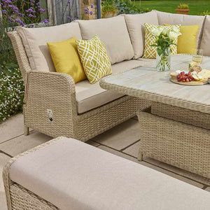 Bramblecrest Somerford Reclining Corner Sofa Set in Sandstone with Square Adjustable Table &amp; 2 Benches image 2