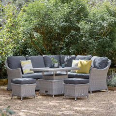Bramblecrest Wentworth Rattan Mini Corner Sofa Set with Dual Height Table in Pewter image 0