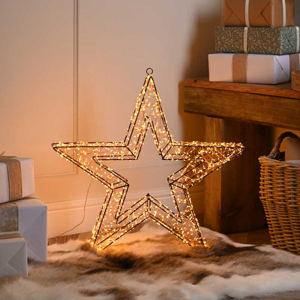 Festive Antique Gold Lit Black Star image 0