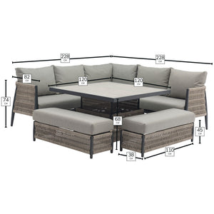 Bramblecrest Mauritius Lounge Set with Square Dual Height Table image 8