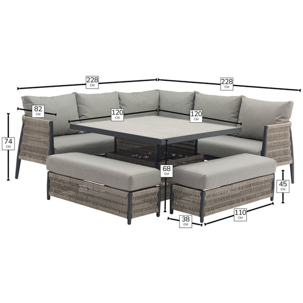 Bramblecrest Mauritius Lounge Set with Square Dual Height Table image 8