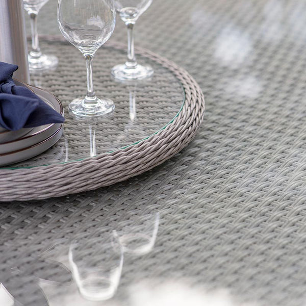 Bramblecrest Wentworth 8 Seat Outdoor Dining Set in Pewter Rattan with Elliptical Table, Lazy Susan, 3m Parasol &amp; 15kg Base image 4
