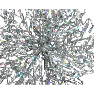 Everlands Silver Glitter Poinsettia Clip image 2