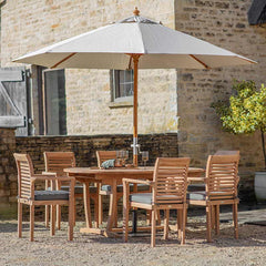 Bramblecrest Richmond 6 Seat Wooden Dining Set with Oval Table, Parasol & Base image 0