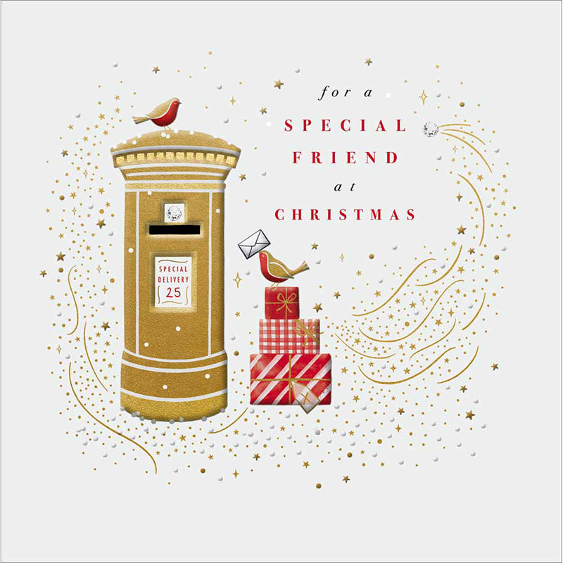 Woodmansterne Rabbit by Postbox Special Friend Christmas Card image 0